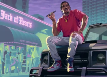 GTA 6 nightlife neon city jack of hearts club urban street scene luxury car night vibe modern crime aesthetic wallpaper