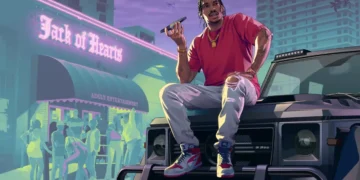 GTA 6 nightlife neon city jack of hearts club urban street scene luxury car night vibe modern crime aesthetic wallpaper