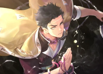 Gyomei Himejima stone hashira demon slayer prayer beads anime warrior calm power chain weapon spiritual strength wallpaper