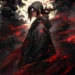 Itachi Uchiha dark Akatsuki power scene with red energy aura black smoke and intense anime atmosphere Naruto wallpaper