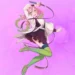 Mitsuri Kanroji love hashira with pink background jumping pose green stockings and sword from Demon Slayer anime wallpaper