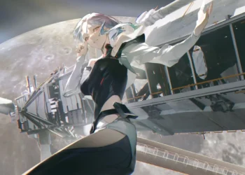 Lucy cyberpunk edgerunners moon orbit anime girl space station aesthetic sci fi solitude stars wallpaper