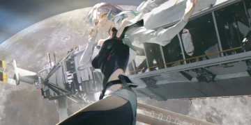 Lucy cyberpunk edgerunners moon orbit anime girl space station aesthetic sci fi solitude stars wallpaper