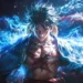 Monkey D Luffy haki power surge with blue and red energy aura intense anime scene from One Piece wallpaper