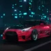 nissan gtr cyberpunk neon city car night rain street glow automotive wallpaper