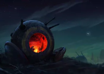 Post Apocalyptic Pod Warm Light Scene Live Wallpaper 4 post apocalyptic survival pod glowing warm light with silhouettes inside under starry night sky and ruined landscape sci fi wallpaper