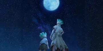 Senku dr stone moon night anime stars science aesthetic sky galaxy silhouette wallpaper