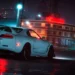 Toyota Supra MK4 neon street drift with wet road reflections city lights and nighttime urban scene car wallpaper