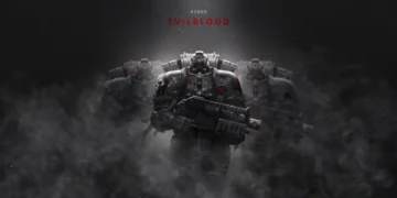 Warhammer 40K space marine evilblood heavy armor futuristic soldier smoke battlefield dark sci fi warrior cinematic wallpaper