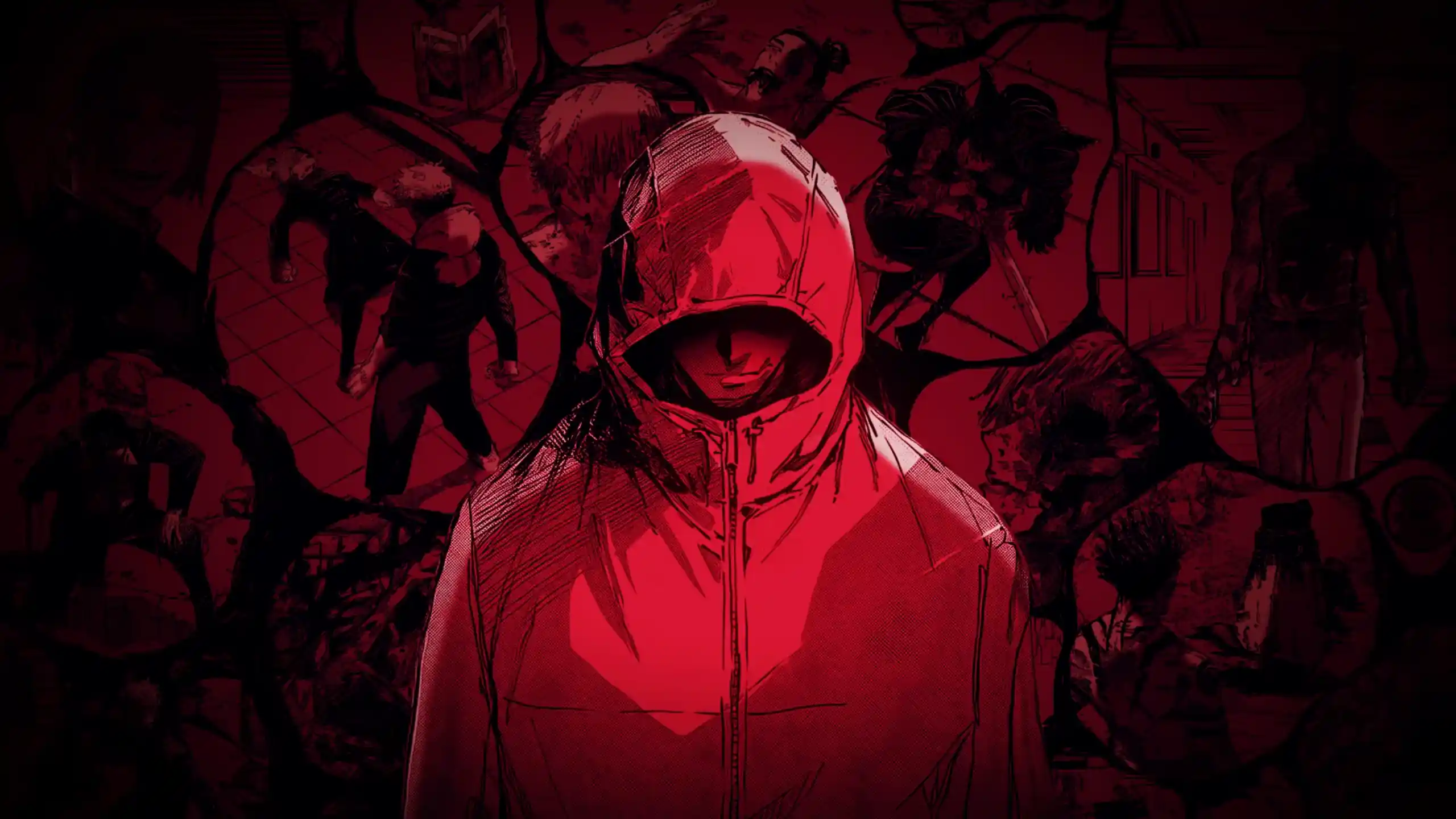 yuji itadori jjk dark red aesthetic pain loss anime intense cursed energy shadow wallpaper