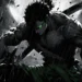 Roronoa Zoro green glowing eye rain sword dark anime warrior intense black white cinematic One Piece wallpaper
