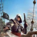 Assassin’s Creed Black Flag Pirate Battle Live Wallpaper 10 Edward Kenway standing aboard a pirate ship during an intense naval battle in Assassin’s Creed Black Flag with ocean ships and pirate atmosphere wallpaper