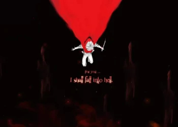 Bell Cranel I Shall Fall Into Hell Live Wallpaper 2 Bell Cranel descending through a dark red abyss with glowing crimson energy and sword from DanMachi anime wallpaper