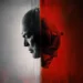 Daredevil and Kingpin split portrait with dark red noir atmosphere inspired by Marvel rivalry wallpaper