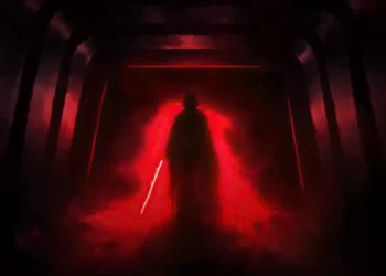 Darth Vader Dark Corridor Live Wallpaper 4 Darth Vader standing in a dark red corridor with glowing red lightsaber and intense Sith aura Star Wars wallpaper