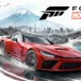 Red sports car drifting in Forza Horizon 6 with Mount Fuji, Tokyo skyline, and cherry blossoms in the background wallpaper