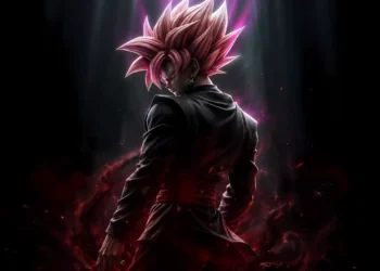 Goku Black Rose Aura Live Wallpaper 1 Goku Black in Super Saiyan Rosé form surrounded by dark crimson aura and glowing pink energy wallpaper