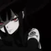 Gothic anime girl with glowing red eyes wearing a black hat with skull and roses dark aesthetic wallpaper