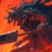 Guts wearing Berserker Armor with giant Dragonslayer sword surrounded by fiery red battle energy wallpaper