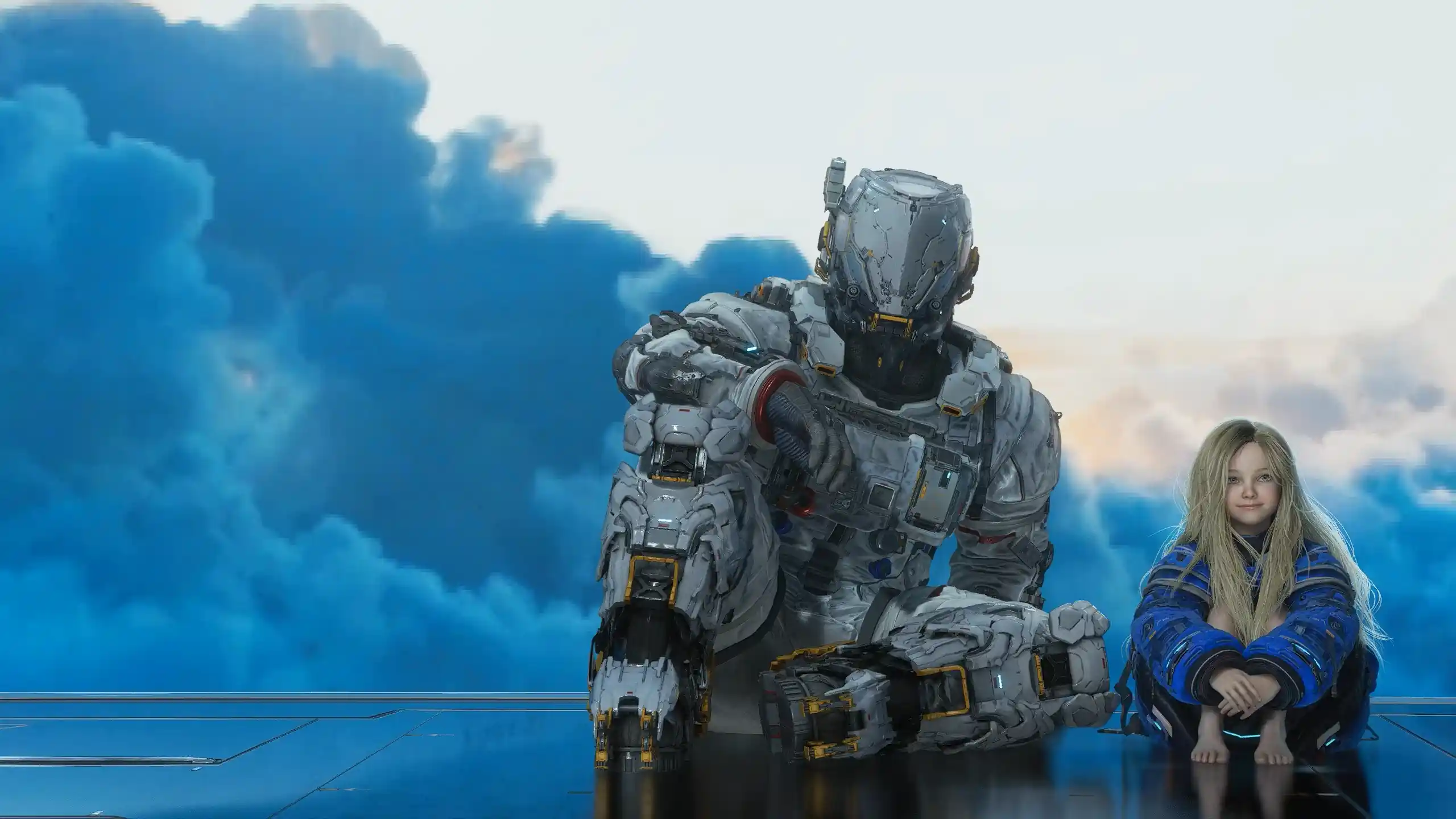 pragmata robot girl sci fi futuristic companion calm aesthetic gaming wallpaper