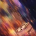 Astronaut floating through colorful interstellar space near futuristic spacecraft in Project Hail Mary inspired sci fi wallpaper