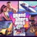 Official Grand Theft Auto VI poster featuring Vice City characters, luxury cars, boats, helicopters, wildlife, and the GTA 6 logo in GTA 6 Official Poster Live Wallpaper.