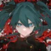Hatsune Miku Shattered Reality Live Wallpaper 10 Hatsune Miku with flowing teal twin-tails against a shattered crimson abstract background in Hatsune Miku Shattered Reality Live Wallpaper.