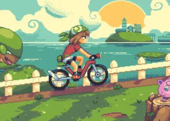 Pokemon Emerald May Cycling Adventure wallpaper, Pokémon Emerald pixel art, May Pokémon trainer wallpaper, retro Pokémon aesthetic, Hoenn region cycling adventure