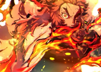 Kyojuro Rengoku Flame Breathing Ninth Form wallpaper, Demon Slayer fire Hashira artwork, blazing anime battle scene, powerful Kimetsu no Yaiba character wallpaper, fiery anime aesthetic