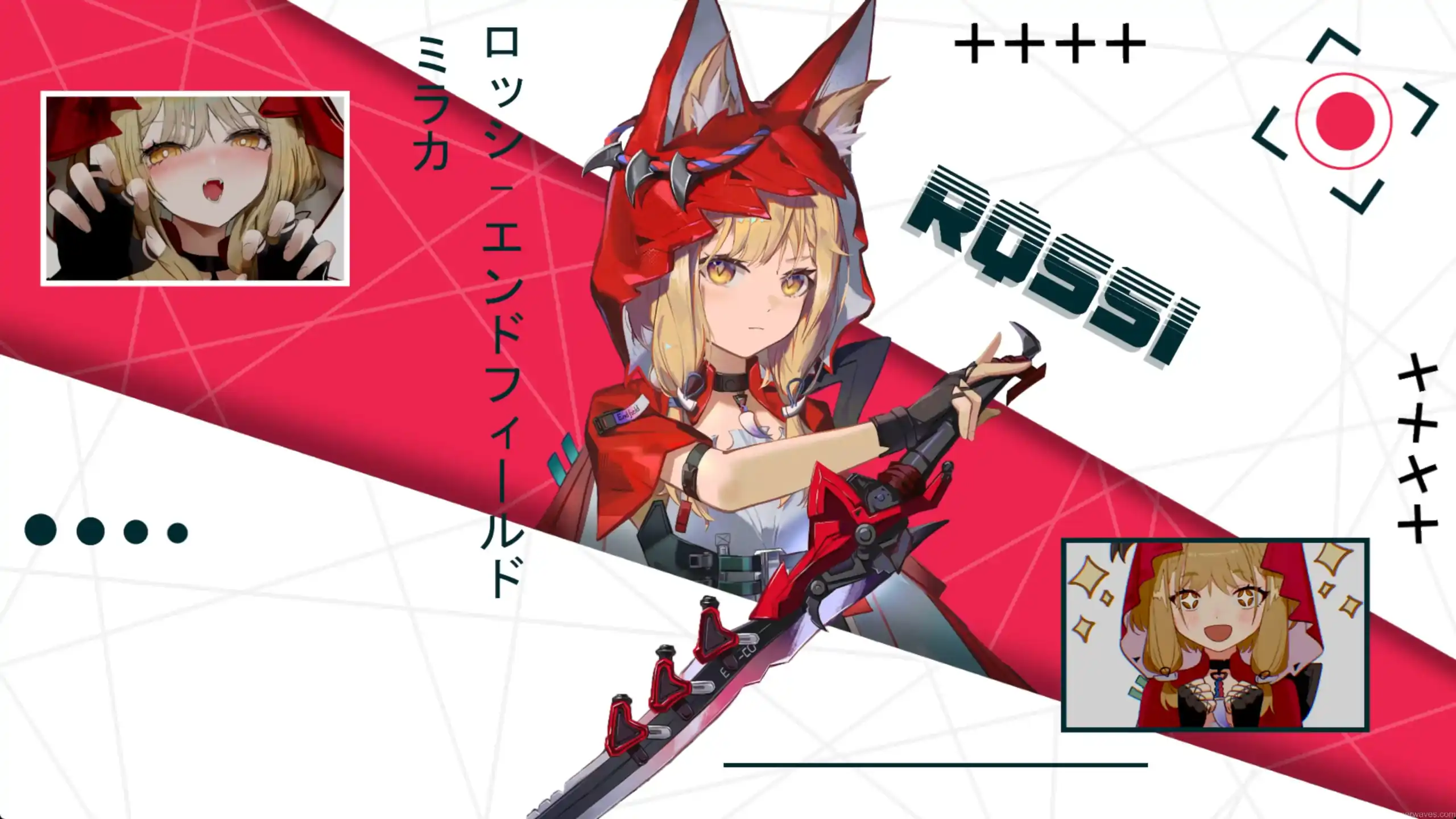 Rossi Endfield Vanguard character with futuristic red armor, fox-themed hood, tactical sword, Arknights Endfield anime warrior, sci-fi character wallpaper