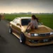 Anime Girls with JDM Sedan Live Wallpaper 10 Anime girls relaxing with a lowered golden JDM sedan on a peaceful countryside road at sunset live wallpaper.