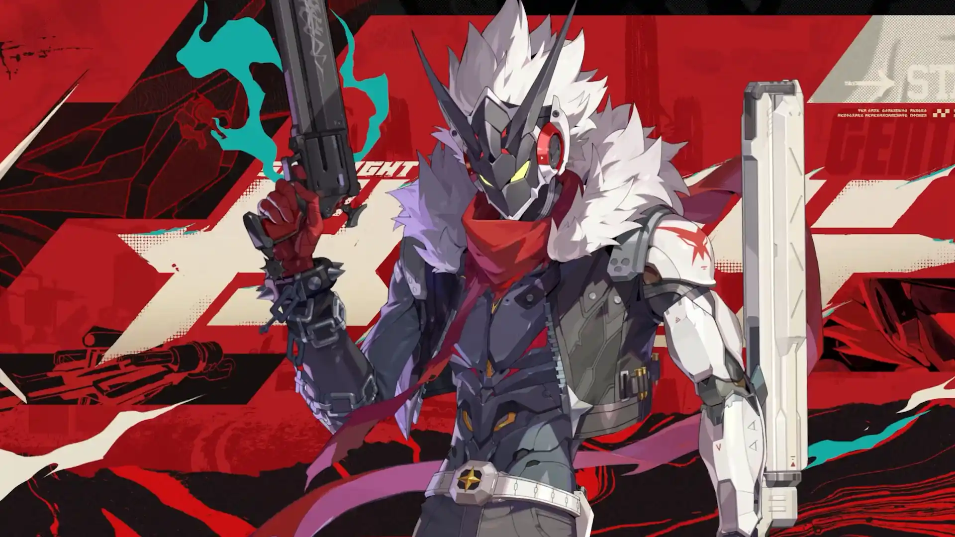 Billy Kid from Zenless Zone Zero holding dual guns in futuristic cybernetic armor live wallpaper.