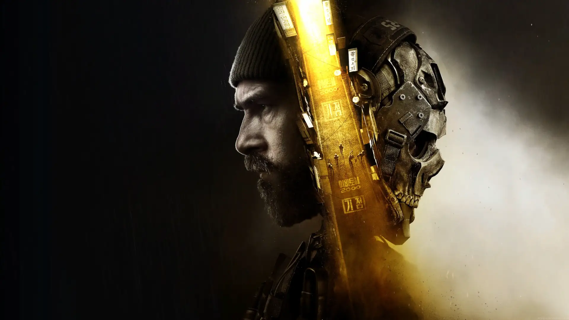 Call of Duty Modern Warfare 4 soldier merging with a cybernetic skull in a dramatic military-themed live wallpaper.