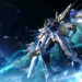Exostrider Celestial Mecha Live Wallpaper 10 Exostrider Celestial Mecha wielding a glowing energy sword while flying through deep space surrounded by futuristic spacecraft in Exostrider Celestial Mecha Live Wallpaper.