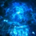 Gojo Satoru Domain Expansion Live Wallpaper 10 Gojo Satoru floating above a futuristic city inside a glowing blue Domain Expansion vortex in a Jujutsu Kaisen live wallpaper.