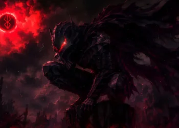 Guts Berserker Dark Eclipse Live Wallpaper 1 Guts wearing the Berserker Armor beneath the crimson Eclipse in Berserk live wallpaper.