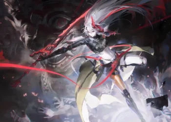 Lucia Punishing Gray Raven Live Wallpaper 5 Lucia wielding her crimson energy blade in an intense battle from Punishing: Gray Raven live wallpaper.