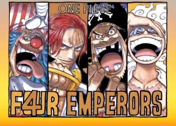 One Piece Four Emperors Live Wallpaper 3 One Piece Four Emperors featuring Buggy, Red-Haired Shanks, Blackbeard, and Gear 5 Luffy in manga-style live wallpaper.