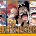 One Piece Four Emperors Live Wallpaper 10 One Piece Four Emperors featuring Buggy, Red-Haired Shanks, Blackbeard, and Gear 5 Luffy in manga-style live wallpaper.