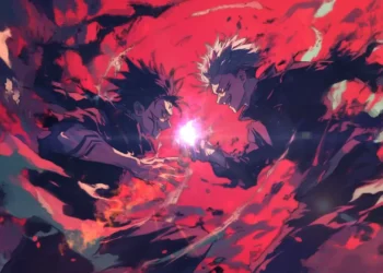 Satoru Gojo and Ryomen Sukuna clashing with massive red cursed energy during their epic Jujutsu Kaisen battle live wallpaper.