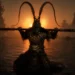 Black Myth Wukong Monkey King Live Wallpaper 10 Black Myth Wukong Monkey King holding his staff in ornate dark armor against a glowing golden sunset live wallpaper.