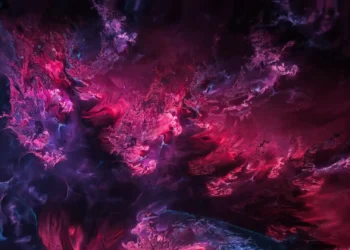 Cosmic Purple Abstract Live Wallpaper 1 Abstract cosmic purple nebula with flowing magenta and blue energy clouds creating a vibrant space-inspired live wallpaper.