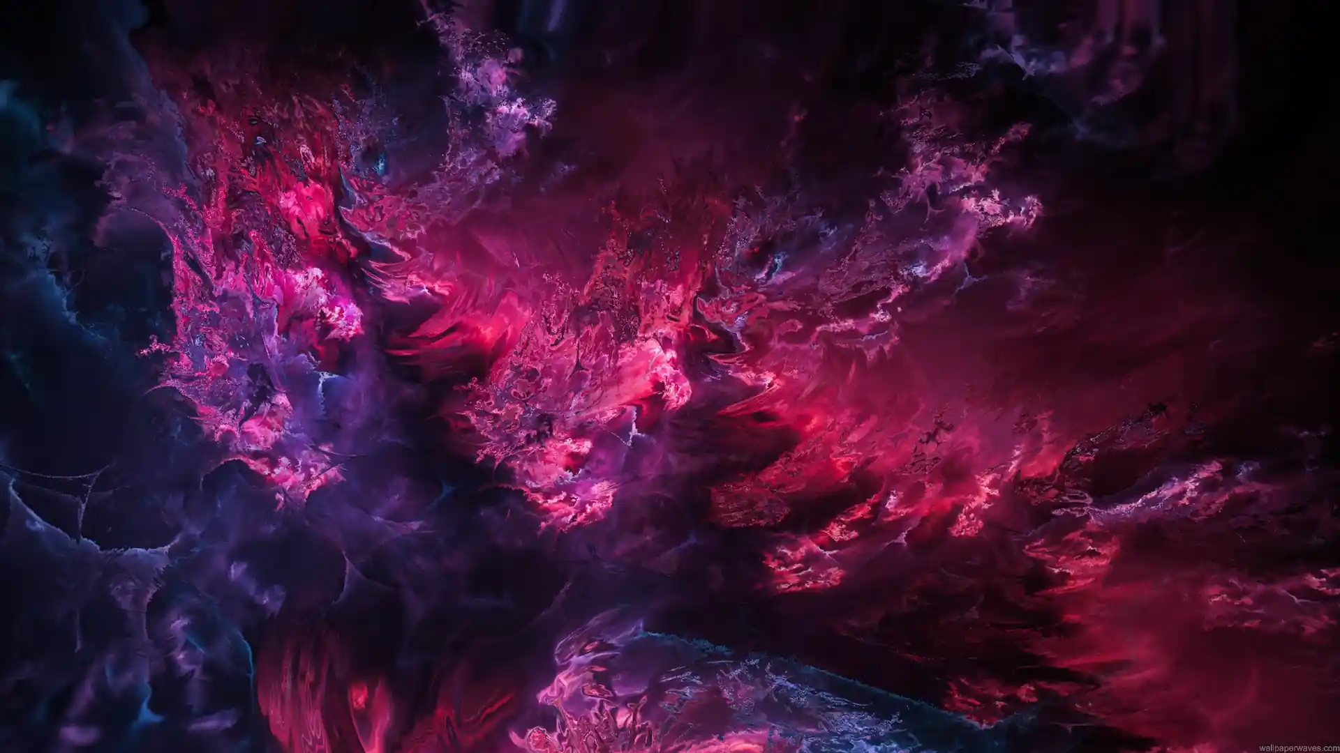 Abstract cosmic purple nebula with flowing magenta and blue energy clouds creating a vibrant space-inspired live wallpaper.