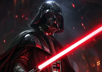 Darth Vader Red Lightsaber Live Wallpaper 1 Darth Vader holding a glowing red lightsaber with cinematic red lighting and sparks Star Wars live wallpaper.
