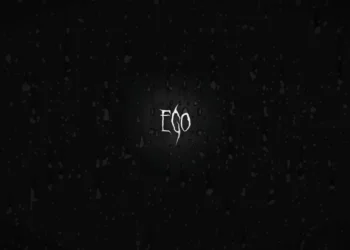 Minimal black wallpaper with glowing EGO text and subtle rain droplets creating a dark aesthetic live wallpaper.