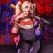 Harley Quinn from Suicide Squad holding a baseball bat in front of a red and purple graffiti wall live wallpaper