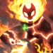 Heatblast Ben 10 Alien Force Live Wallpaper 10 Heatblast from Ben 10 Alien Force surrounded by blazing fire and burning debris live wallpaper.