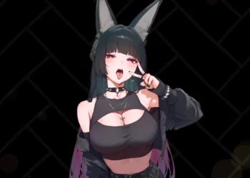 Hoshimi Miyabi from Zenless Zone Zero wearing a stylish black outfit live wallpaper
