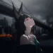 Hoshimi Miyabi looking upward in a dark rainy city scene from Zenless Zone Zero live wallpaper