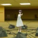 Iwakura Backrooms Serial Experiments Lain Live Wallpaper 10 Lain Iwakura standing among CRT monitors and tangled cables in a yellow Backrooms scene from Serial Experiments Lain live wallpaper